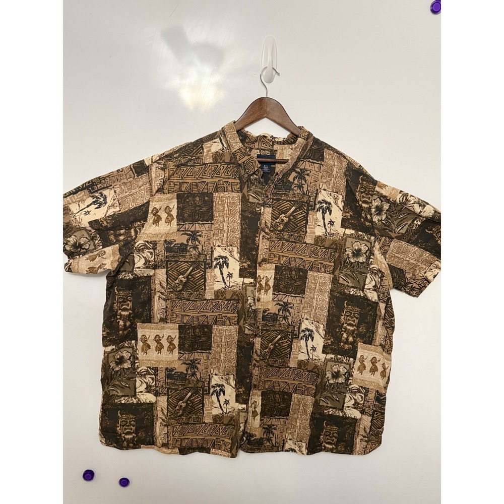 Vintage Brown Harbor Bay Hawaiian Shirt 4XL